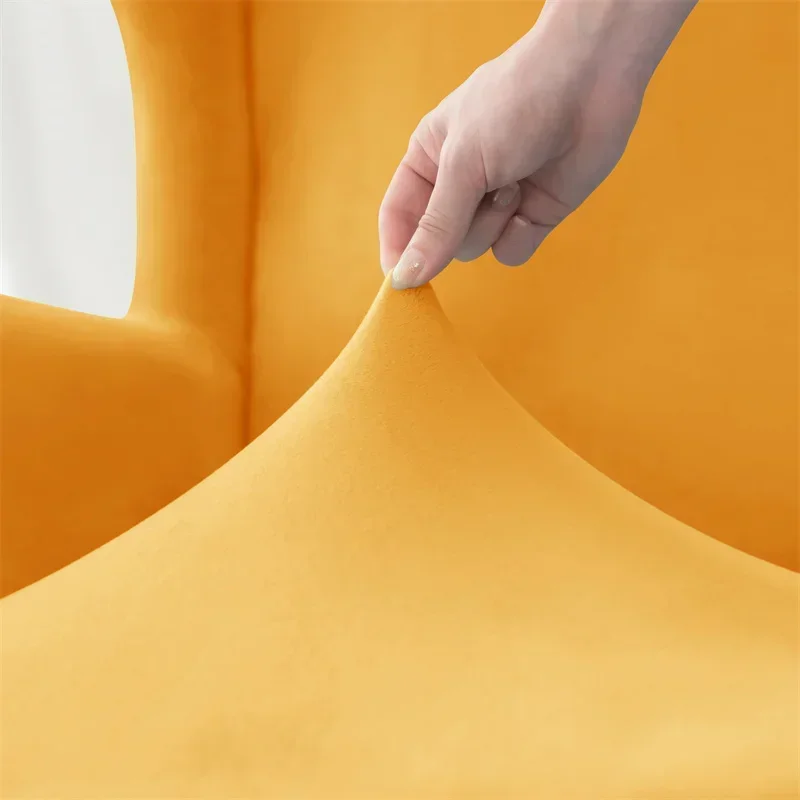 Velvet Wing Chair Cover Stretch Wingback Armchair Sofa Covers with Seat Cushion Cover Solid Sofa Slipcovers Kingback Sofa Covers