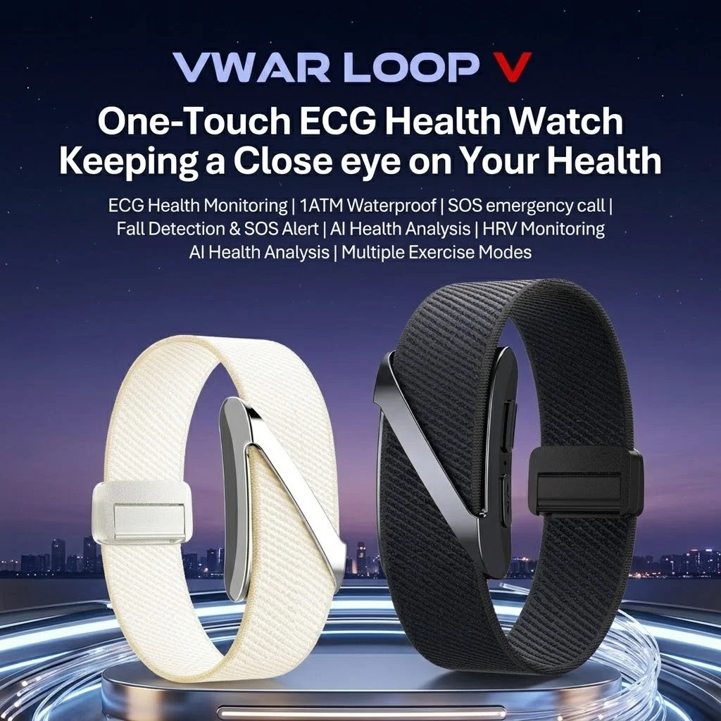 2026 NEW VWAR LOOP V Smart Band Fitness Tracker 24/7 ECG&HRV Sleep Blood Oxygen Body Temperature Monitoring Fitness Tracker Band