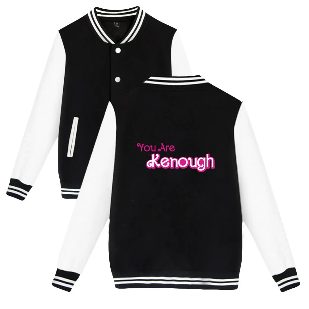 MINISO Live-action Movie Barbie Peripherals I Am Kenough Casual Loose Men's and Women's Baseball Uniform Sweatshirt Jacket