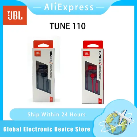 JBL TUNE 110 T110 3.5mm wired in-ear headphones built-in microphone for listening to music MP3 with one-button remote Original