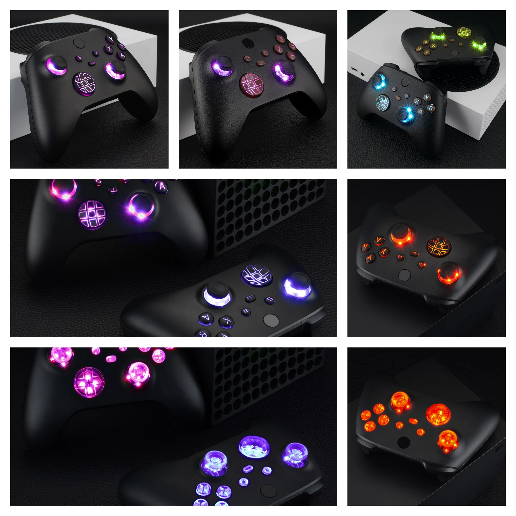 eXtremeRate Multi-Colors Luminated Dpad DTF LED Kit for Xbox Core Wireless Controller, Thumbsticks Start Back Sync ABXY Buttons