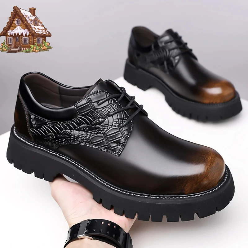 

2025 ​​Classic Men's Business Oxfords Leather Dress Shoes Thick Comfort Sole Corporate Elegant Formal Executive Style Shoes