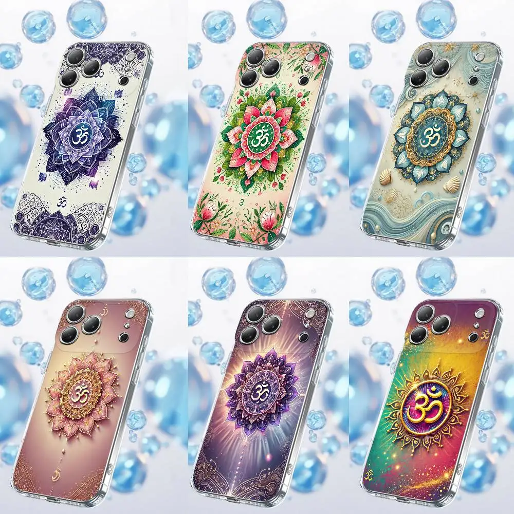 

Yoga Aum Om Mandala Elegant Phone Case For iPhone 17,16,15,14,13,12,11 Plus,Pro,Max,Plus,E,SE4,Air,Mini Transparent