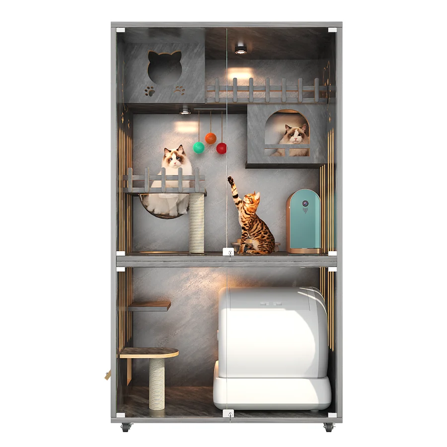 

Luxury pet cages houses cat environmental protection wooden cat house