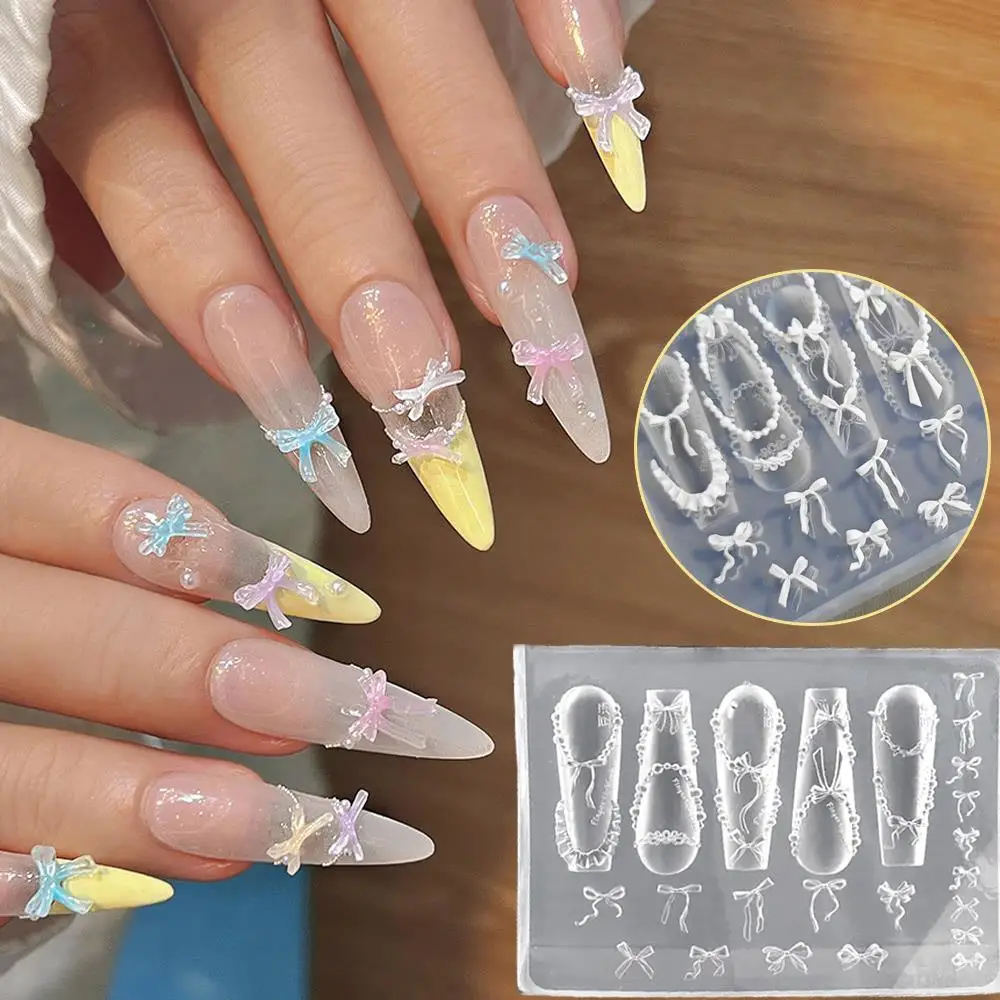 Crème Strik Kralen Ketting 3D Acryl Nagelvorm Creatieve Nail Art Decoraties DIY Ontwerp Siliconen Nail Art Mold Voor Nail Charms