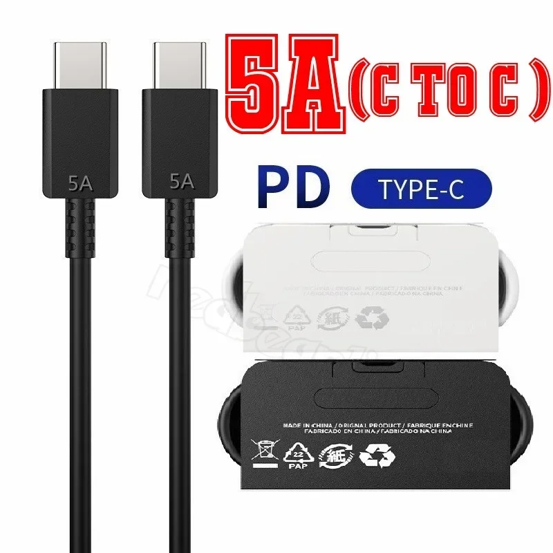 2Pcs  45W 5A Super Fast Quick Charging cable wire 1m 3ft Type c PD USb Cable For Samsung S10 S20 S21 S22 htc Lg usb cable