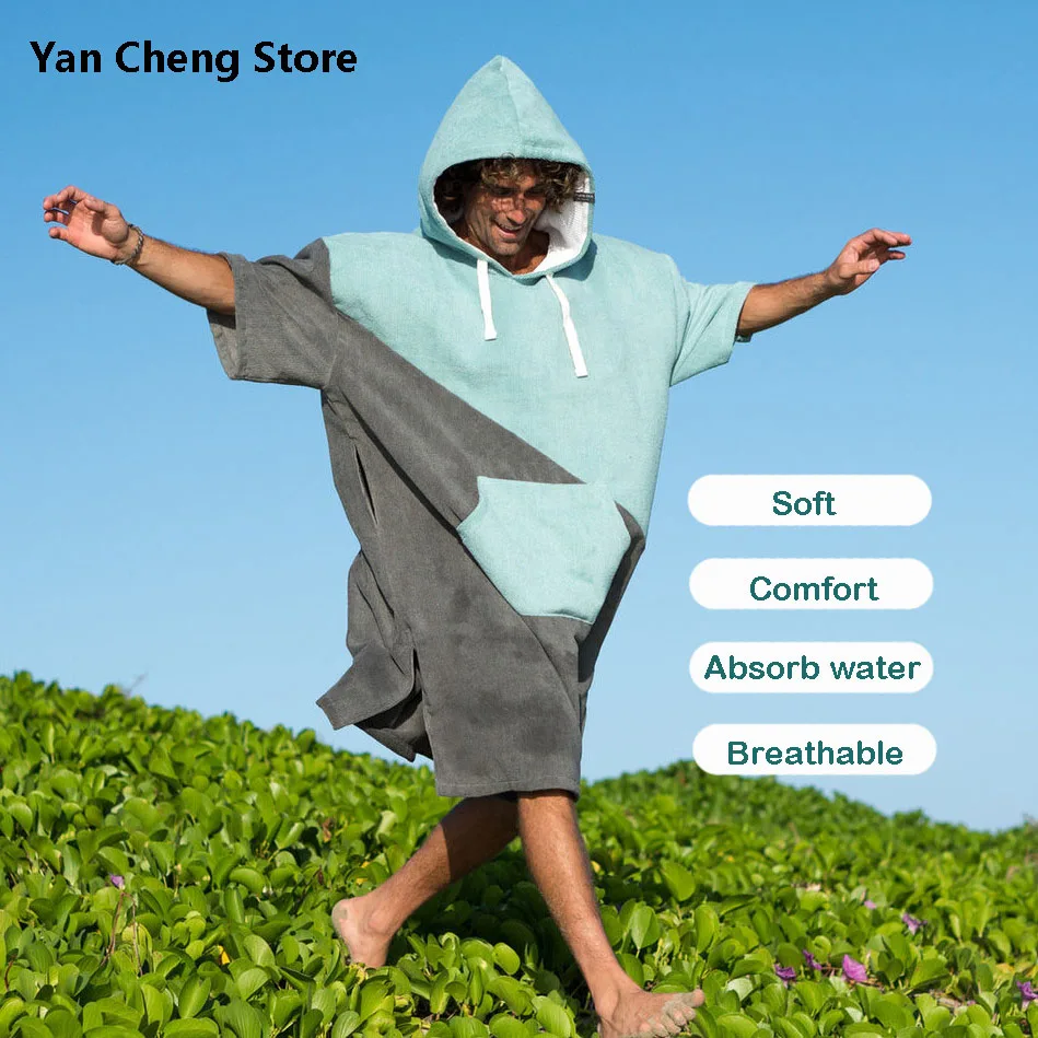

Hooded Bathrobe Swimming Diving Thicken Changing Robe Poncho Keep Warm Microfiber Towel Wind proof Winter Surfing Quick Dry Coat