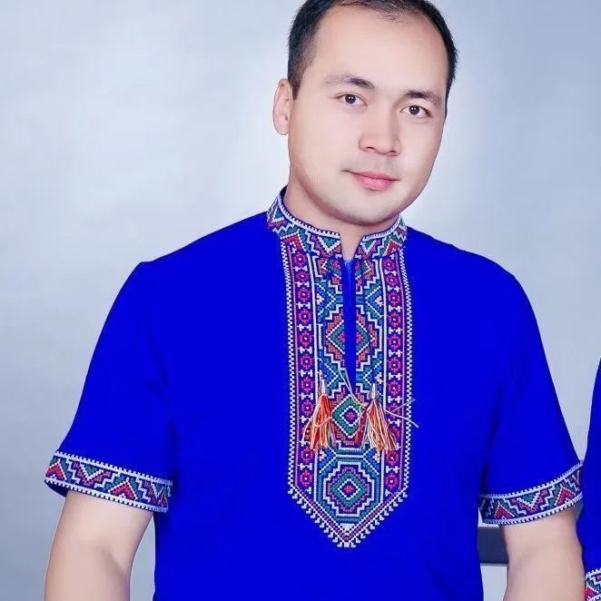 Summer Embroidered Stand Collar Short Sleeve Casual Shirt Men's Style Comfortable Loose Fit T-Shirt Ethnic Fashion Top