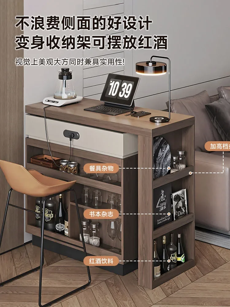 Italian style simple and scalable integrated small household partition solid wood storage cabinet