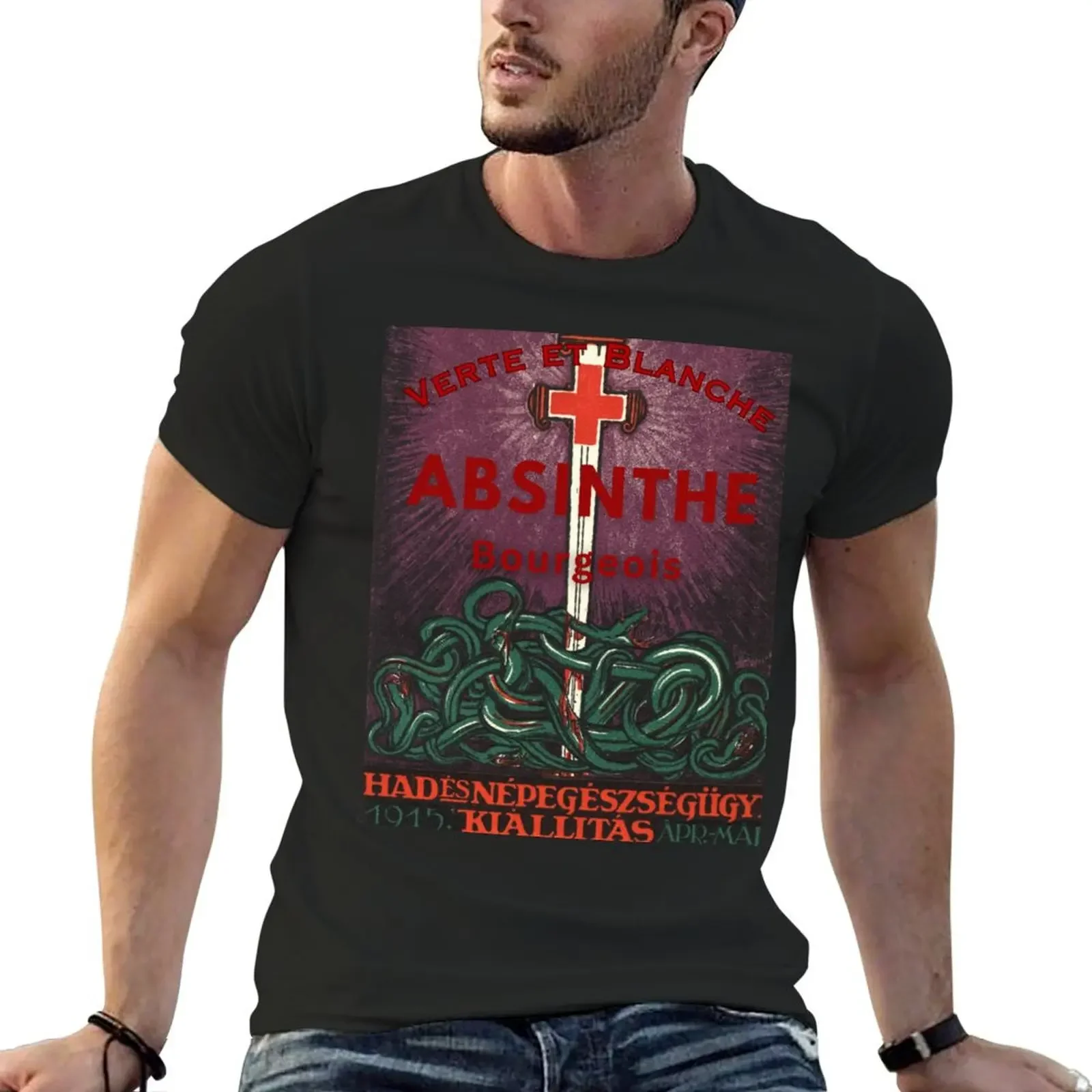 Vintage Marque Deposee Absinthe Bourgeois Lithograph Wall Art T-Shirt sublime graphic tee shirt t shirt for men