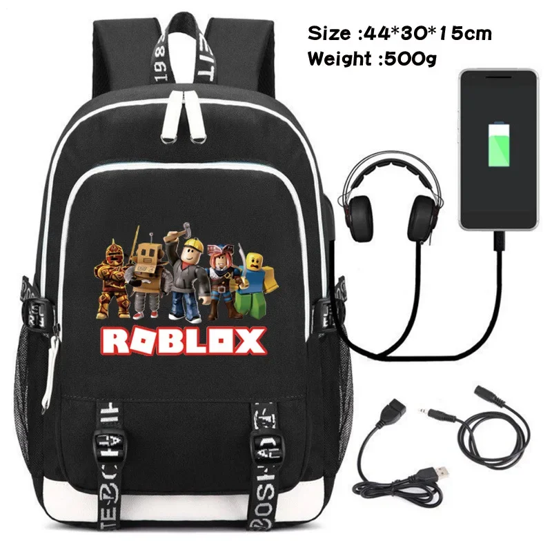 Roblox  Virtual World Backpack Student Candy Color School Bag Outdoor Travel Bag Men and Women Couple Bag Girls Kids Boys