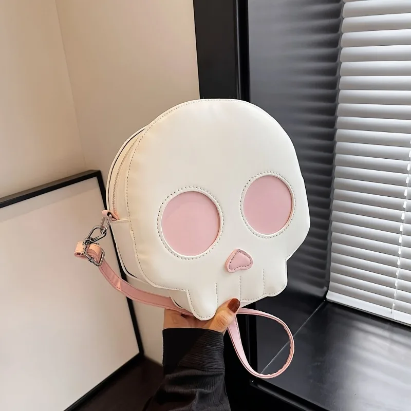 1pcs Skeleton Backpack Fashion Halloween Shoulder Bag with Zipper Closed Soft Black and White Design Removable Shoulder Strap