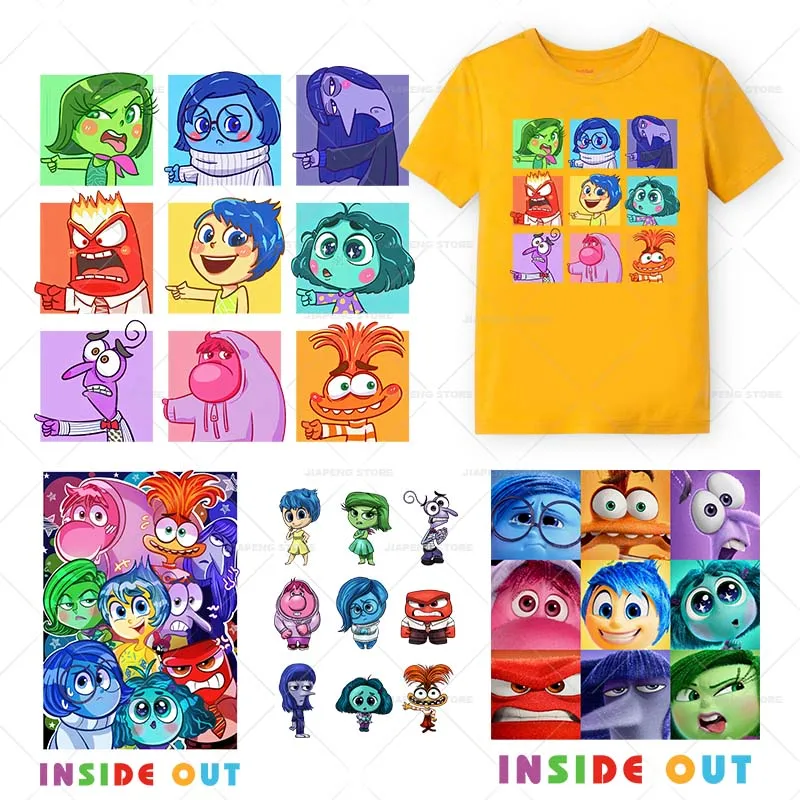 

New Inside Out 2 Patches Iron on Transfers for Clothes Embarrassment Cartoon Heat Thermal Transfer for Bags Badge Kid Decor DIY