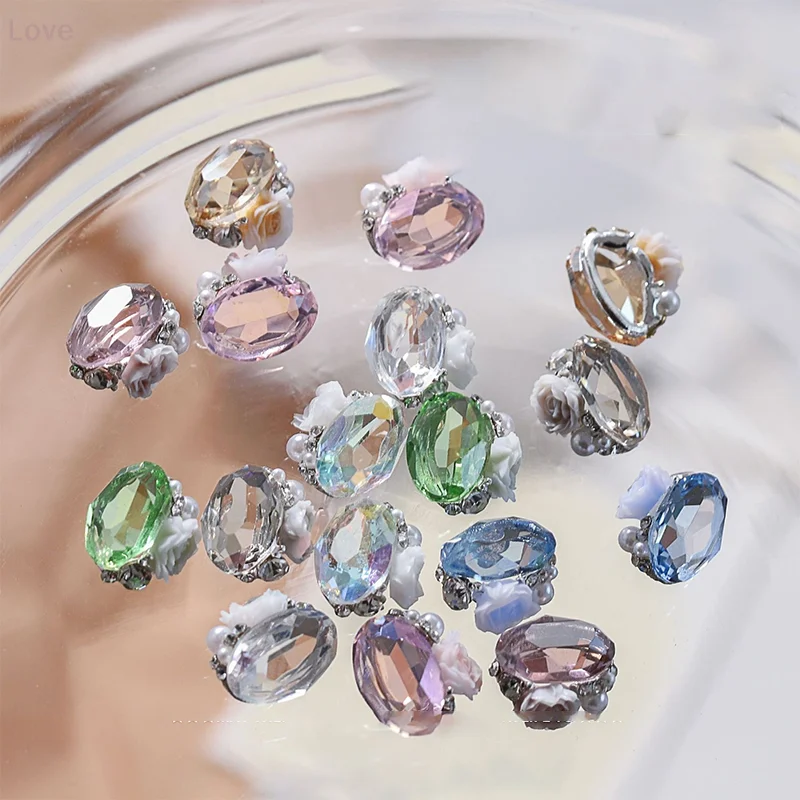 [L & P] 5 uds. Taladro cúbico para decoración de uñas, taladro de joyería, huevo de Paloma de cristal de hielo, decoración artística de uñas multifacética, accesorios de herramientas Diy