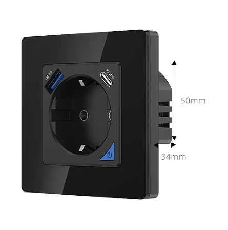 SZMYQ Tuya Smart Life Alexa Google Home WiFi 16A  EU Wall Socket-USB-C Live+Neutral+Ground Line 3500W Smart Socket