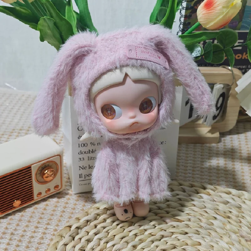 Zsiga Bjd Clothes Pink Bunny Series Plush Furry Hooded Outfit Hand Made For Adult Doll Collector Display Home Decoration