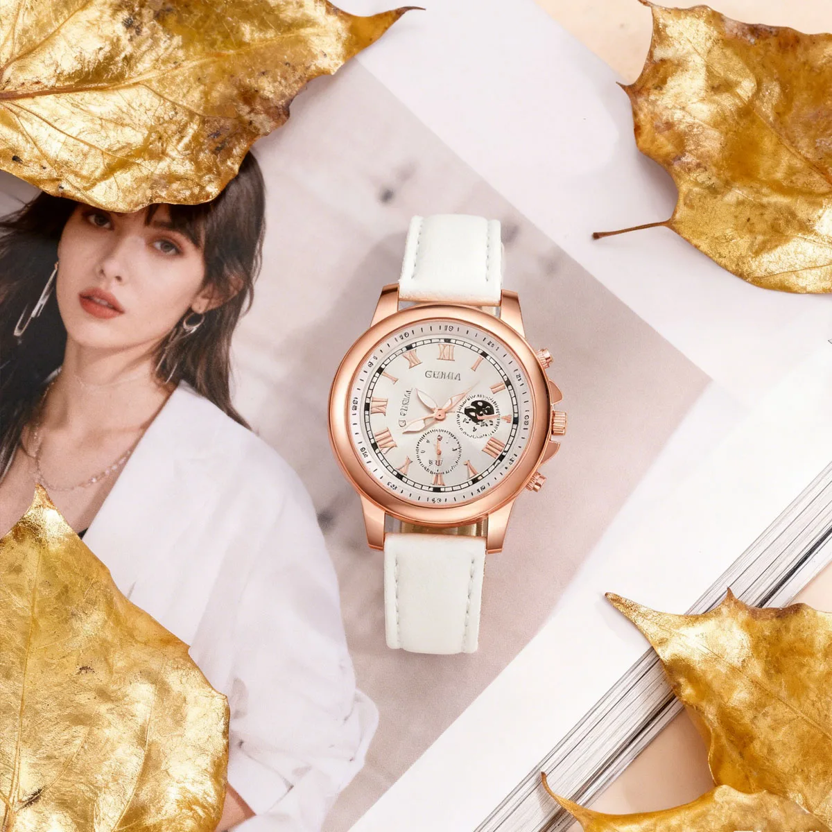 1pc-Casual Fashion Women's Watch Leather Strap Student Girls Simple Retro Quartz Watch