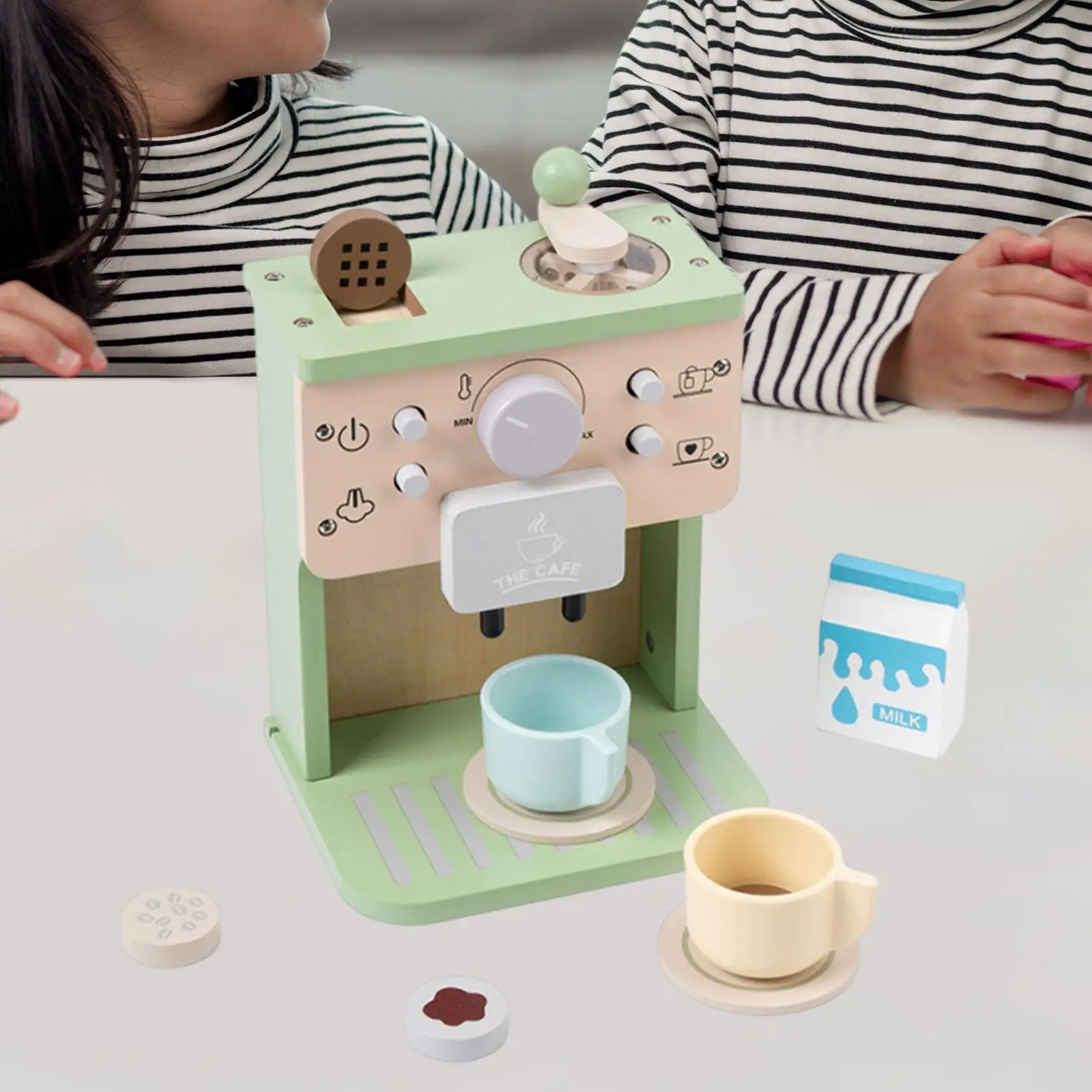Wood Coffee Maker Playset Smooth Surface Kitchen Toy for Girls Boys Children