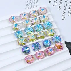 10x10mm Fat Square Shape Effect Color K9 Crystal Fancy Stone Loose Rhinestone Glitter Pointback Stone For 3D Nail Art DIY Dress
