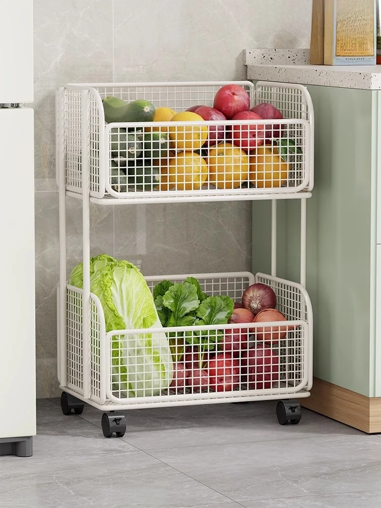 

Многоуровневая мобильная тележка-органайзер для кухни: подставка для хранения фруктов и овощей, передвижная, многофункциональная