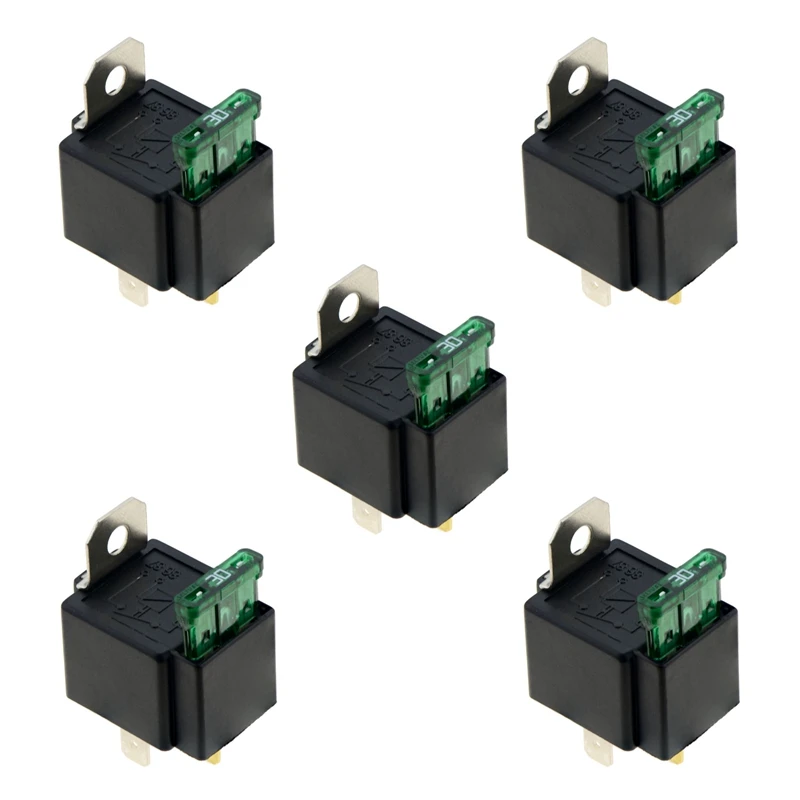 

Hot 5X 4Pin DC12V 30A Fused On/Off Automotive Fused Relay With Insurance Wire