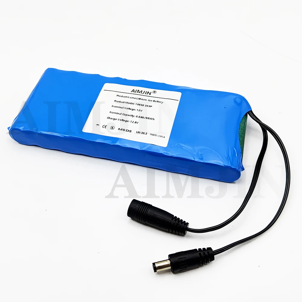 3S3P بطارية ليثيوم أيون 18650 12 فولت 8000 مللي أمبير DC12.6V بطارية قابلة للشحن ذات سعة كبيرة مع BMS ، 12 فولت 8 أمبير #5