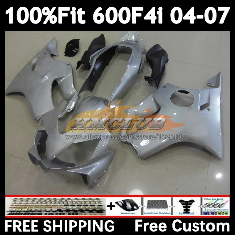 Injection Body For HONDA CBR600 FS CBR 600F4i 600 F4i silver blk 04 05 06 07 53No.106 CBR600F4i 2004 2005 2006 2007 OEM Fairing