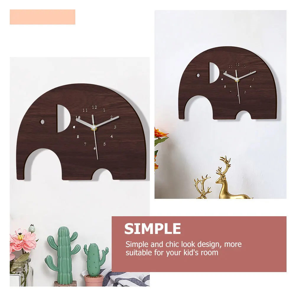 

Cartoon Wooden Elephant Wall Clock for Room Home Decor Silent Wall Mounted Clock Bedroom Living Room Decoration