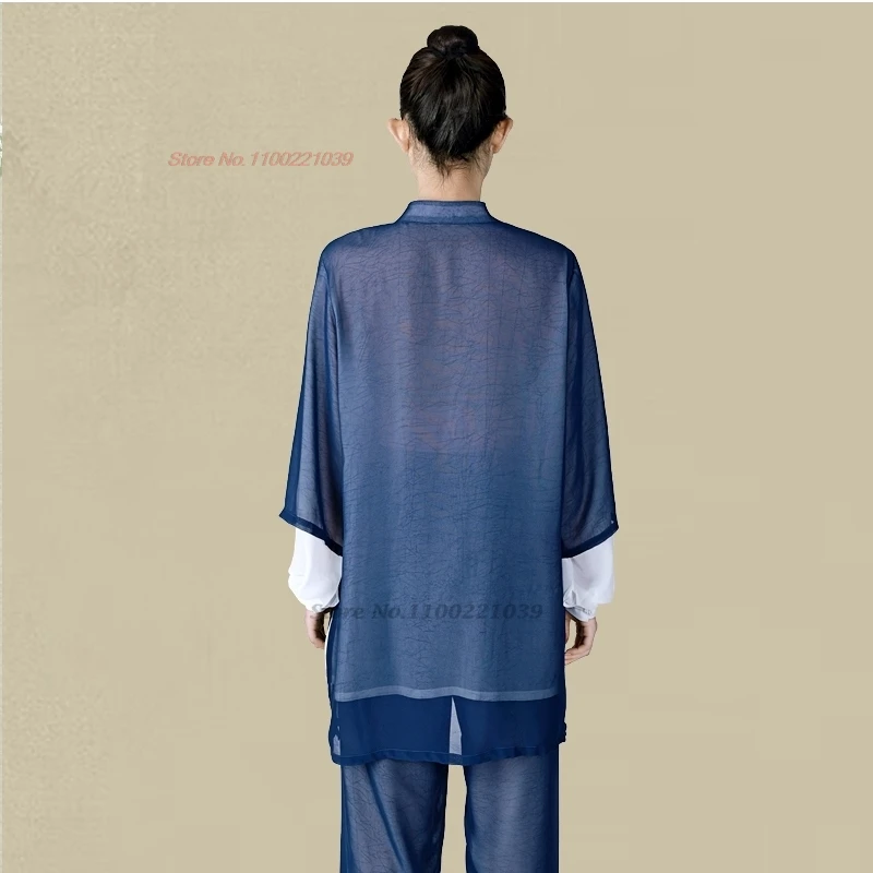 中国のビンテージスタイルの武道ユニフォーム,太極拳拳武術練習服,アウトドアウォーキングスポーツトップとパンツセット,2025