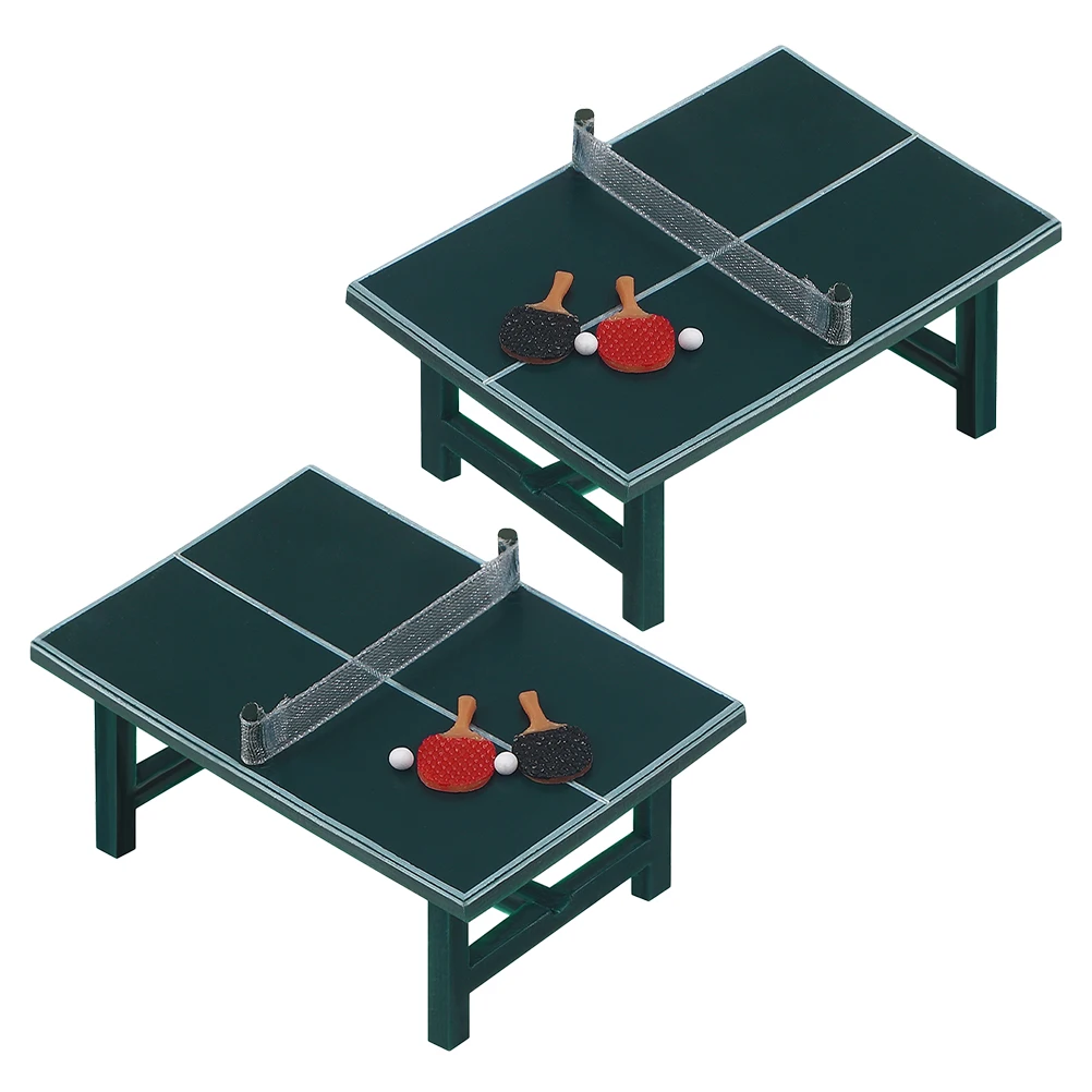 

2 Set Miniature Table Tennis Dollhouse Accessories 1 12 Scale Play House Toys Lightweight Compact Design Compatible Sports