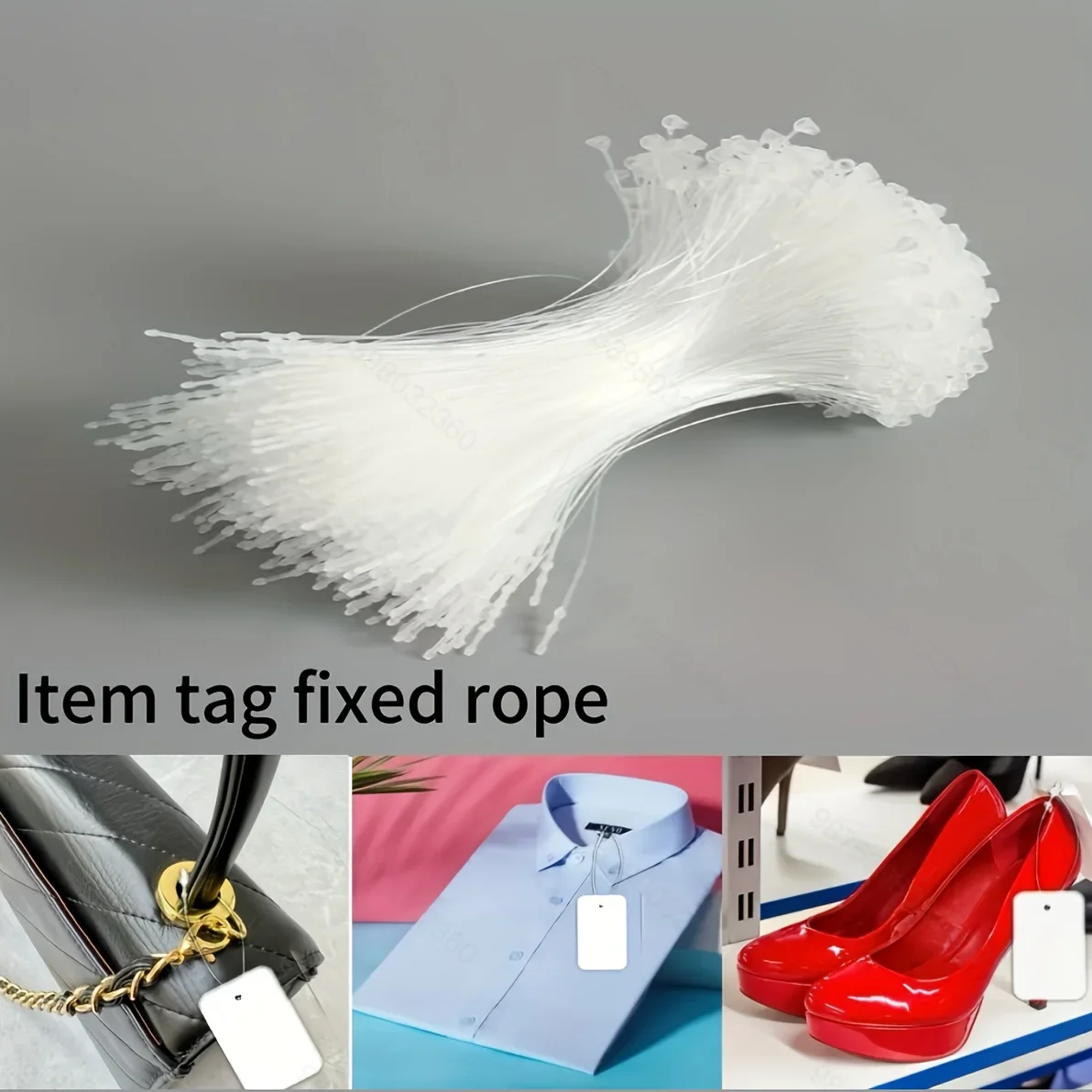 1000PCS Transparent Plastic Tag Hanging Line with Tag Fasteners Thread for Label Hand Needle Hanging Card Rope