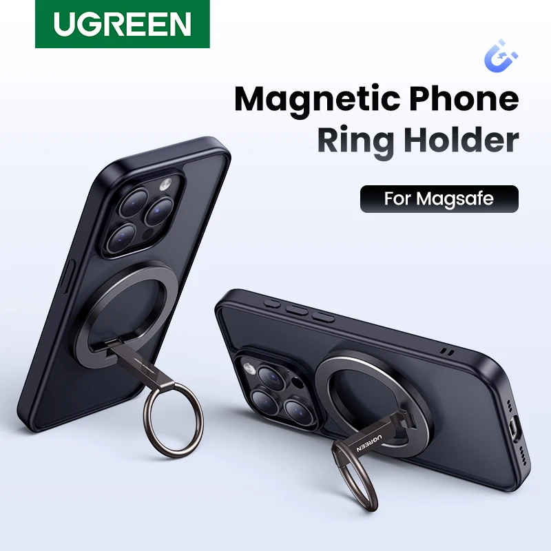 UGREEN-Suporte magnético do anel do telefone, rotação de 360 ° do alumínio, suporte para o iPhone forte Magsafe 15, 14, 13 pro, Xiaomi, Samsung, Huawei
