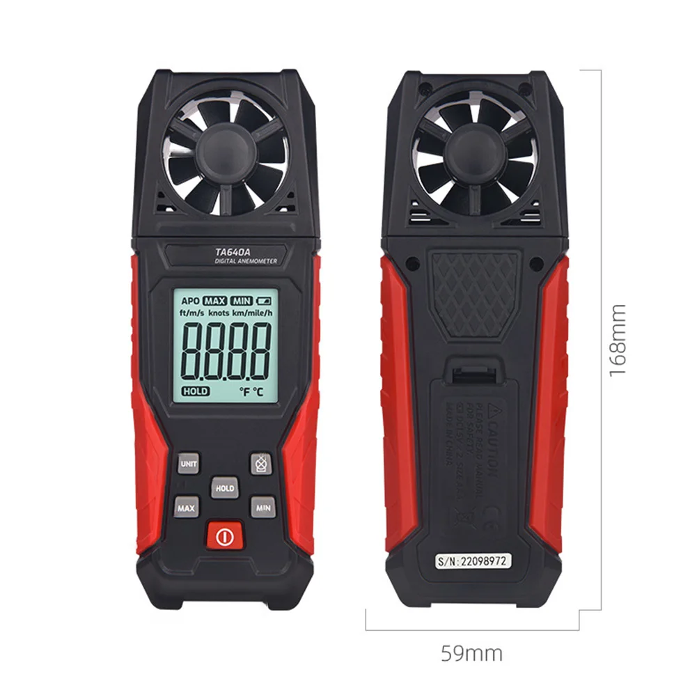 Digital Anemometer for Air Velocity and Temperature Measurement with Multi Unit Conversion and Auto Power Off Feature