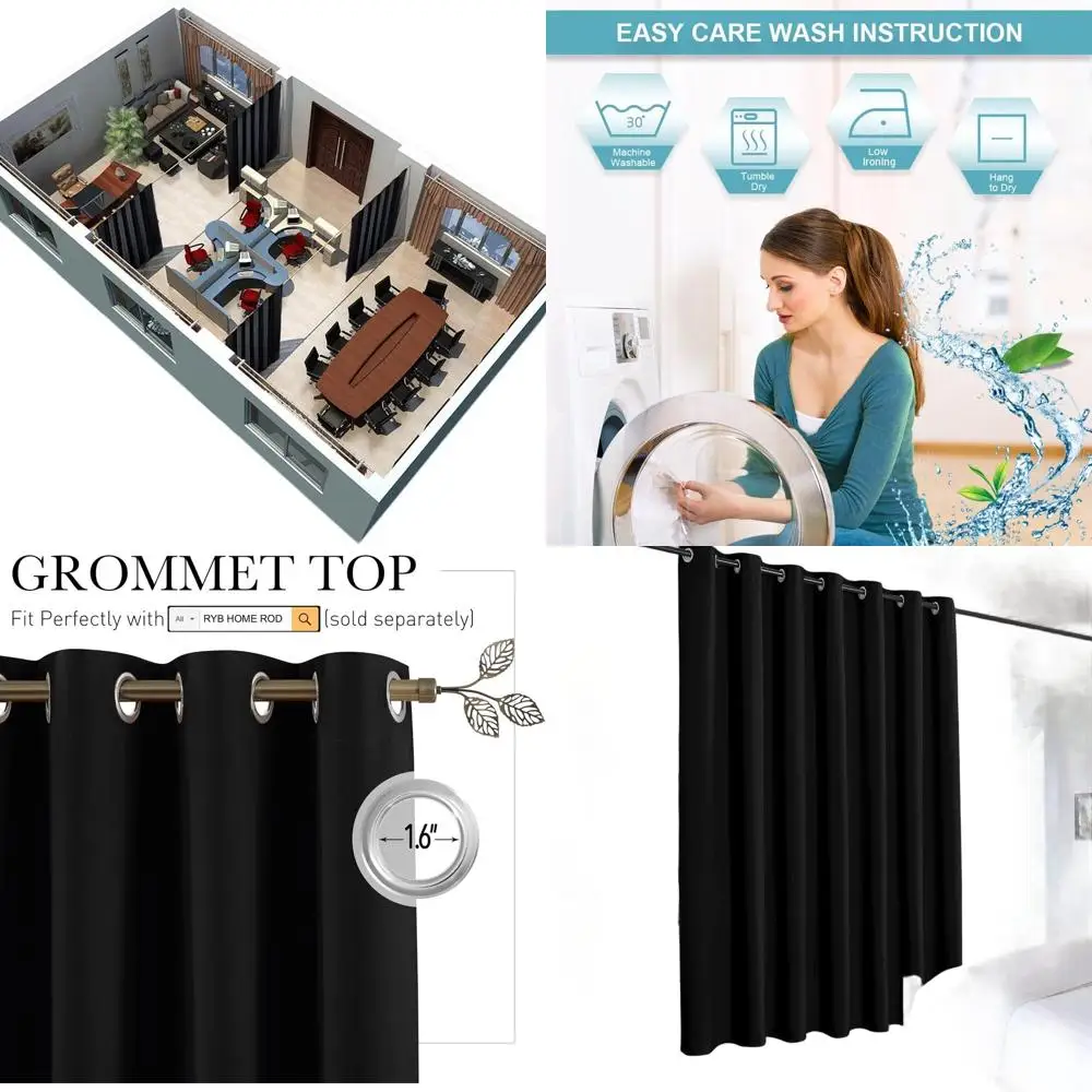 

Large Blackout Curtain Room Divider, Soundproof Privacy Screen, 12.5ft W x 8ft H