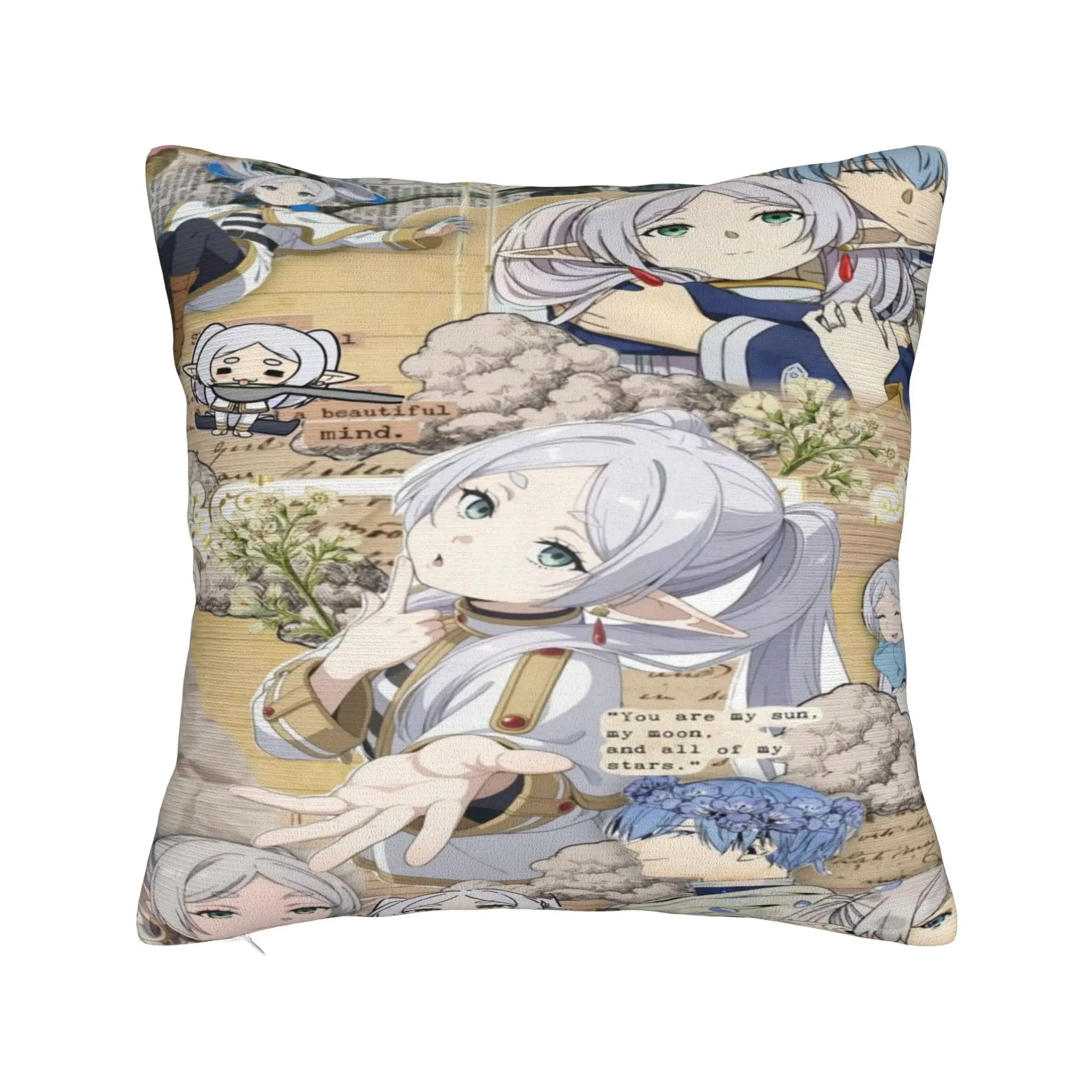 Pillow Cover Frieren Beyond Journeys  Vintage Pillow Case For Living Room Chair Pillowcases
