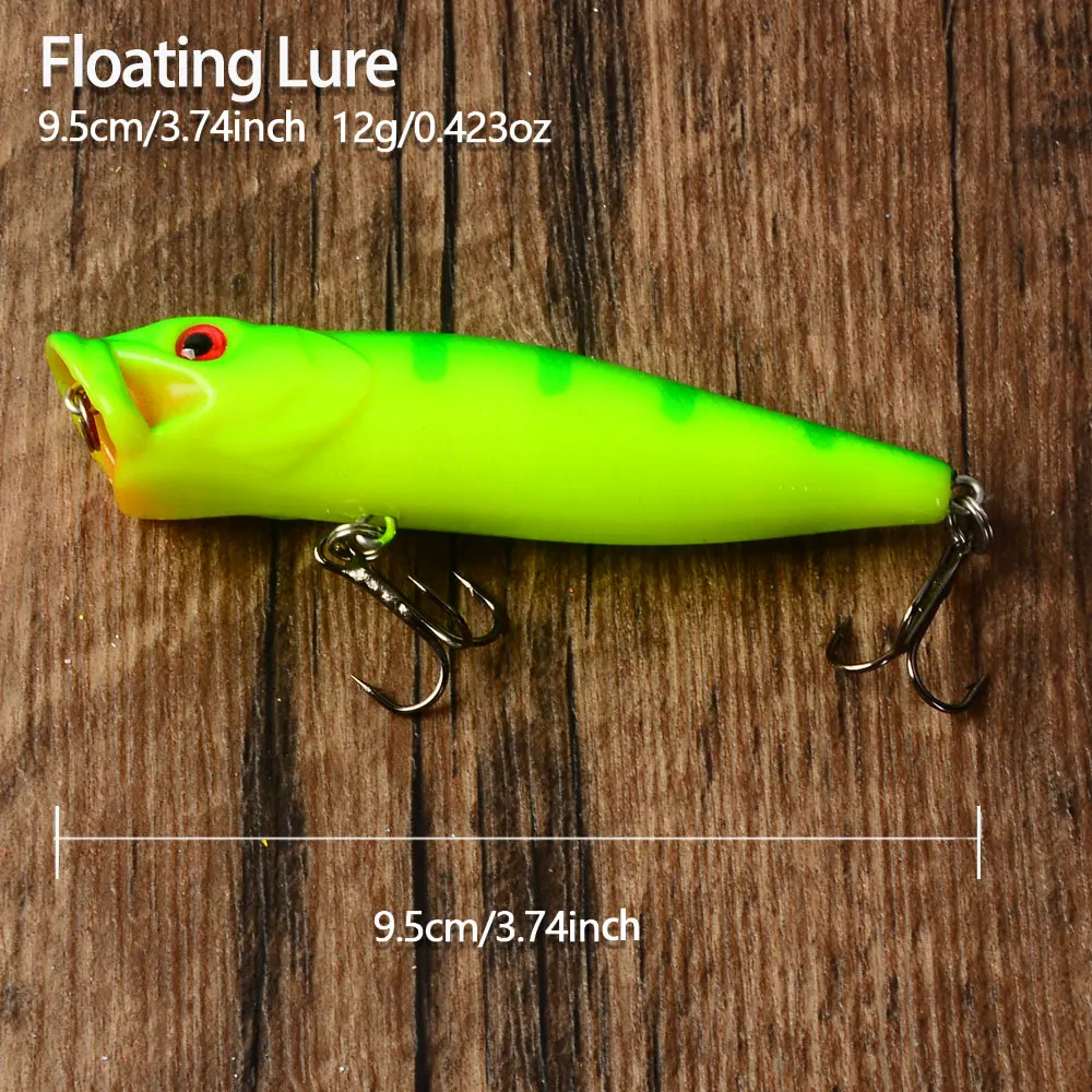 6pcs Floating Popper Hard Lure Kit Artificial Fishing Bait Set Realistic Surface Lures for Outdoor Angling Fishing Accessories