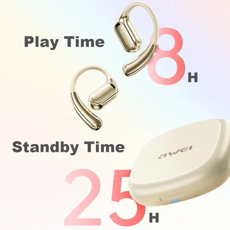 Awei TZ8 Wireless Headphone with Air Conduction Technology and Ear-Hook Design, Open Bluetooth Earphone for Sports and Music