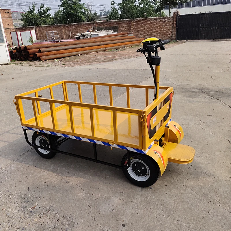 Convenient Multi-Functional Three/Wheel Four-Wheel Iron Electric Flatbed Truck Lead Acid Handling Orchard Transporter Trolley