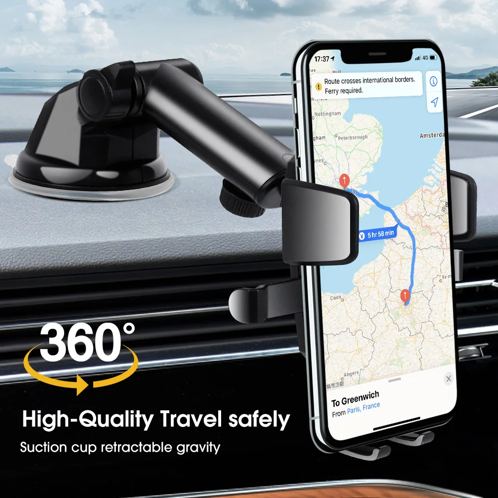 Upgrated Retractable Sucker Car Phone Holder Mount Stand GPS Telefon Mobile Cell Support For iPhone 13 12 11 Pro Xiaomi Samsung