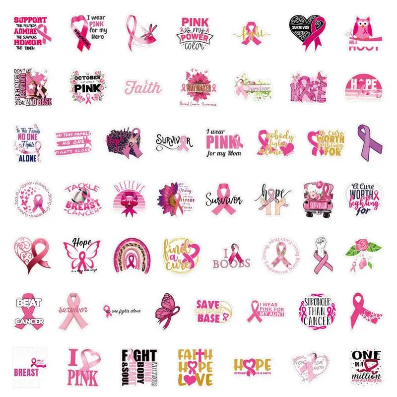 Pink Ribbon Stickers For Cars Waterproof Pink Ribbon Stickers For Bike Ribbon Stickers For Suitcase Chest Arm Folder Invitation