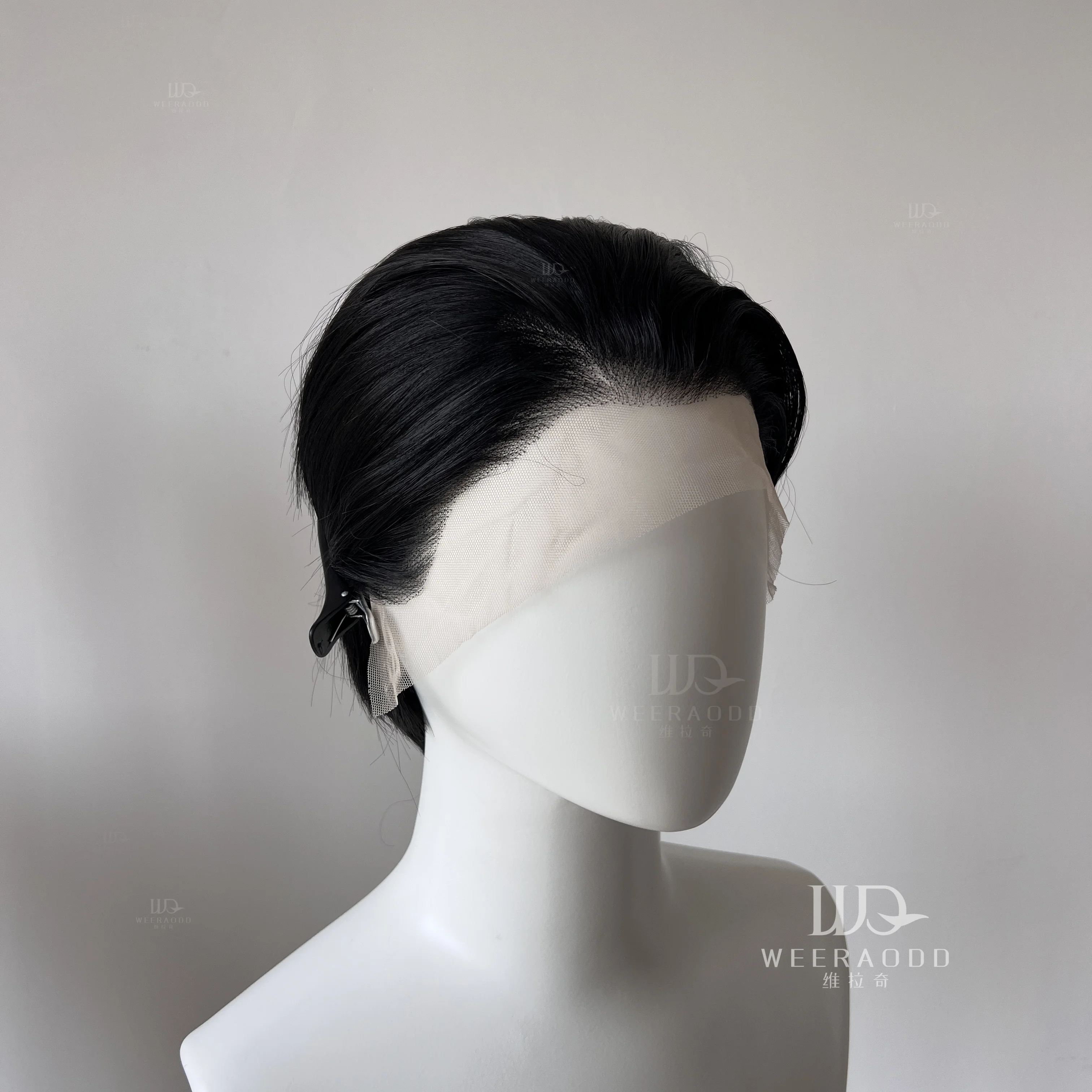 Black Lace Front Wig for Men Frontal Lace Heat Resistant Fiber with High Quality Synthetic Wig in 8inch Cosplay Use