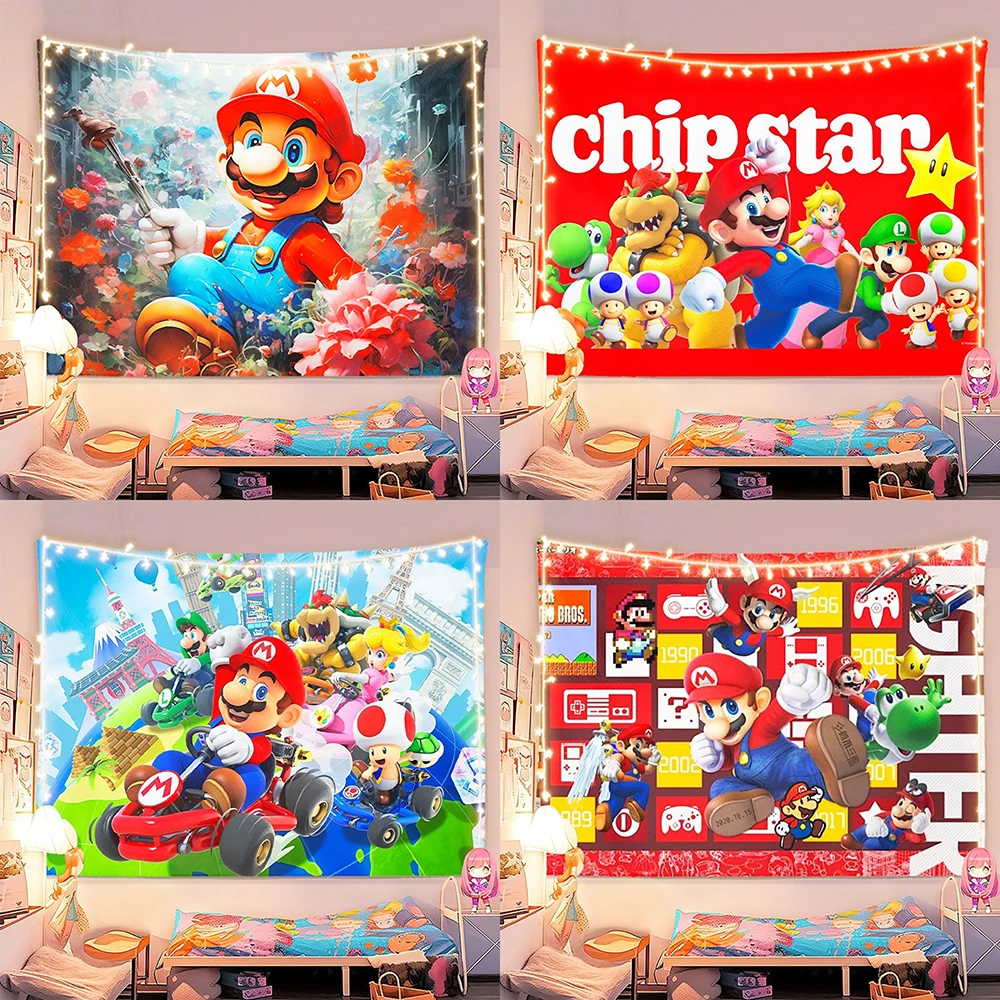 

Mario-themed Tapestry, Colorful and Full of Fun.,Living room and bedroom background cloth, no lights