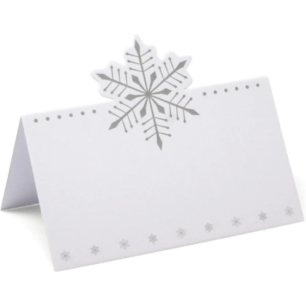 

Gift Boutique 100 Pack Christmas Cards Holiday Seating Name Card Die Cut Xmas Snowflake Table Setting Folded Paper Tent Cards fo