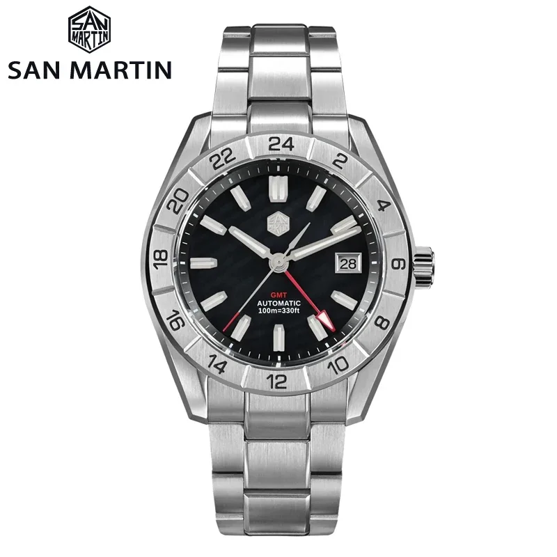 San Martin SN0130 42mm MOP Dial Dive Watch Luxury Sapphire Luminous NH34 GMT Automatic Mechanical Sapphire Waterproof Watches