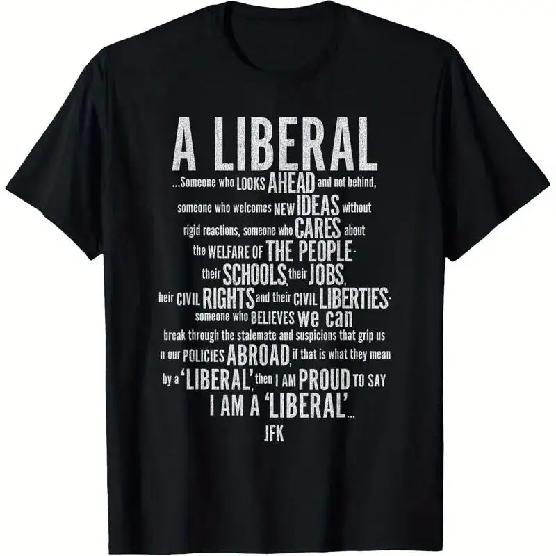 T-shirt JFK Liberal Politics 100 coton décontracté à col rond