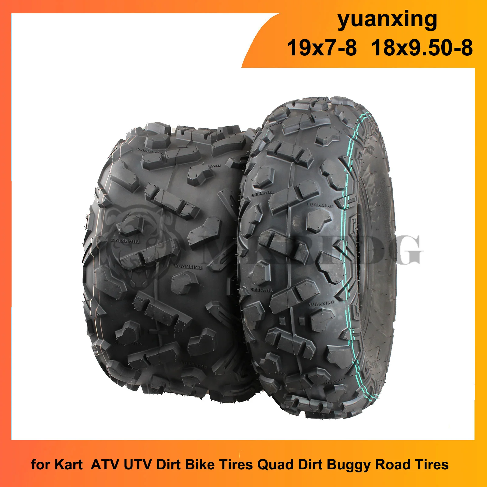 8 Inch Tubeless Tires Front 19x7-8 Rear 18X9.50-8 for Kart  ATV UTV Dirt Bike Tires Quad Dirt Buggy Road Tires