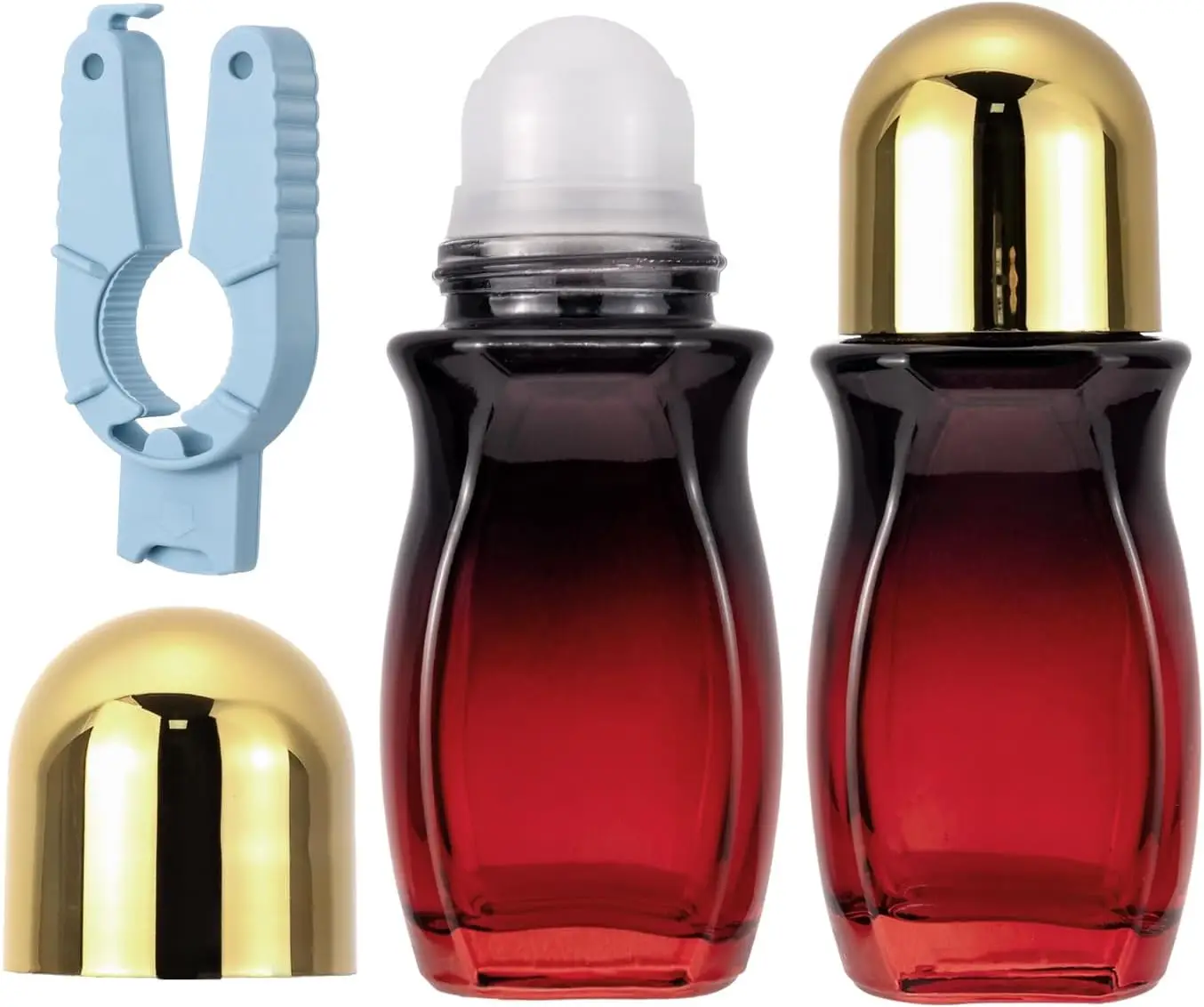 

2 шт. стеклянные бутылки-ролики, 50 мл, красная градиентная многоразовая бутылка с пластиковым шариком-роликом и открывалкой, пустой роликовый шар