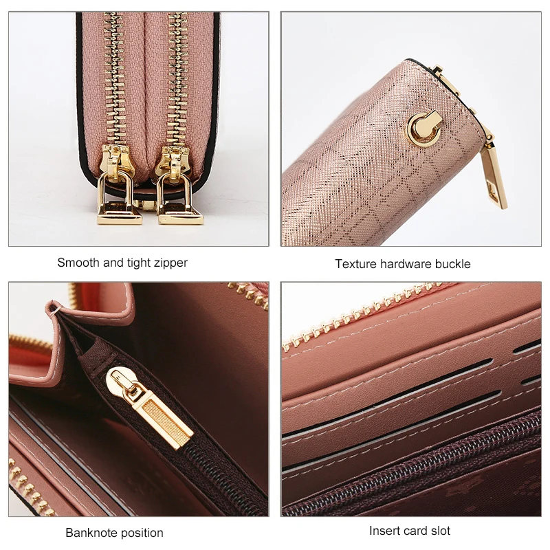 FOXER Spilt Leather Women's Long Wallet 2025 New Trendy Fashion Zipper Phone Bag Large Capacity Clutch Purse Gift For Mom,Lover