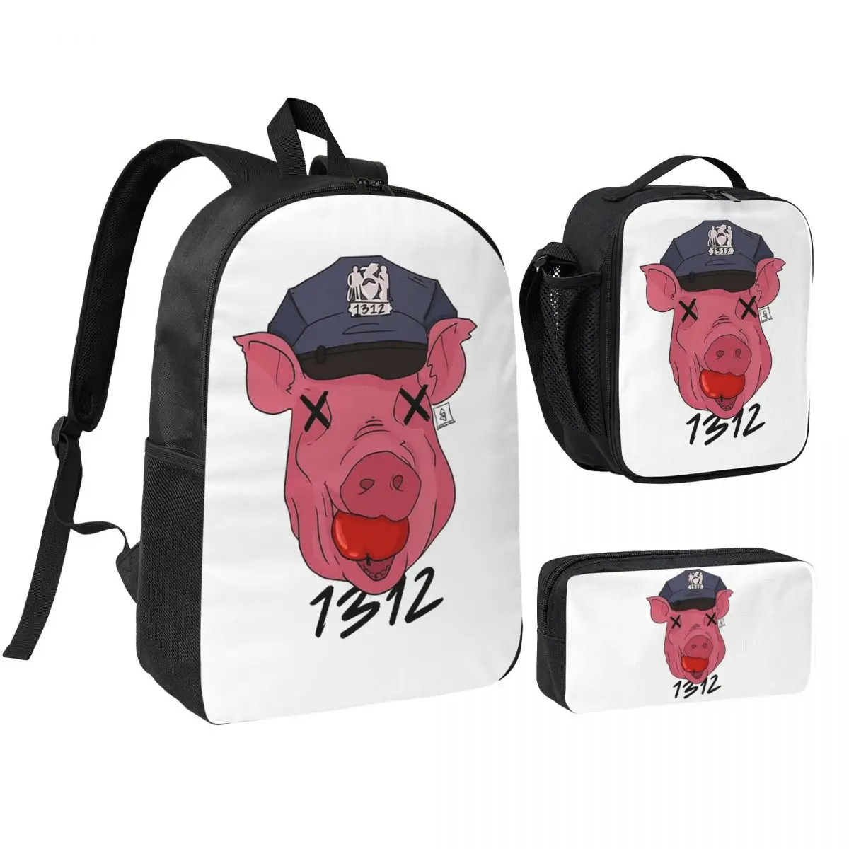 

1312 Backpack Boys Girls BookBag School Bag Shoulder Bags 3ps Insulated Lunch Bag Pencil Case