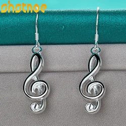 925 Sterling Silver Musical Note Drop Earrings For Women Party Engagement Wedding Valentines Gift Fashion Jewelry